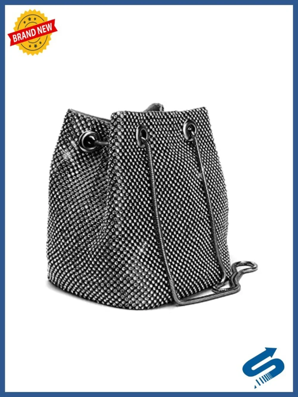 Full Rhinestone Bucket Bag Evening Shoulder Bag for Party Wedding